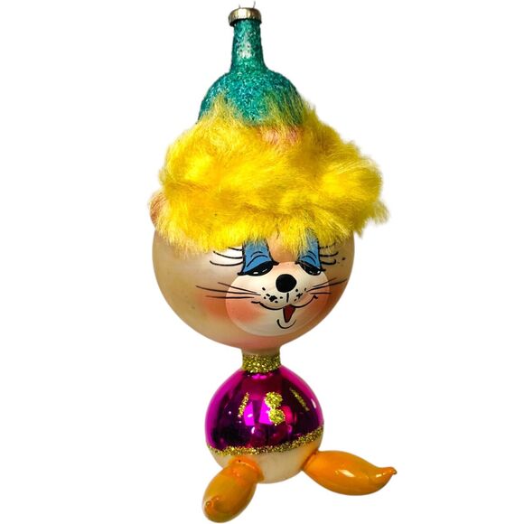 De Carlini Glass Vintage Cat Christmas Tree Ornament Made in Italy Hand Painted - Picture 1 of 13